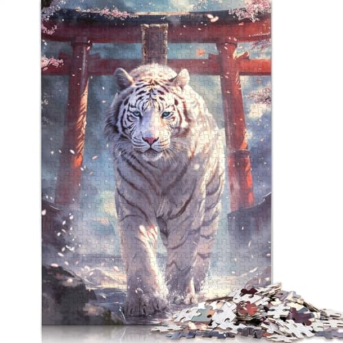 1000 Teile Sakura Tiger Torii Path Puzzles Schwierigkeitsgrad Puzzles Lernspiele Spielzeug 1000 Stück (75x50cm) von GQmoney