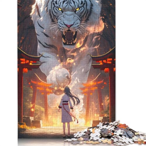 1000 Teile Schöne Mädchen und Löwen Puzzle, Schwierigkeitsgrad Puzzle Lernspiel Spielzeug Familiendekoration 1000 Teile (38x26cm) von GQmoney