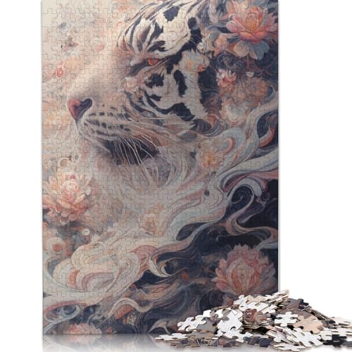 1000 Teile Tiger Bloom für Erwachsene, schwierige Holzpuzzles, Puzzles für Erwachsene, Lernspiel, Herausforderungsspielzeug, 1000 Stück (75 x 50 cm) von GQmoney