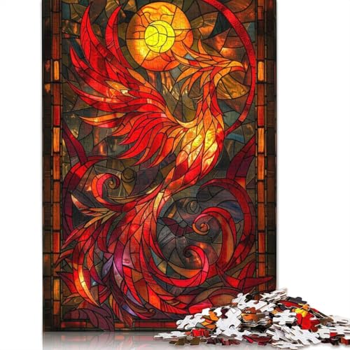 1000 Teile Vogel-Phönix-Glasmalerei für Erwachsene, schwierige Holzpuzzles für Teenager, Geschenke, Heimdekoration, Puzzlespielzeug, 1000 Stück (75 x 50 cm) von GQmoney