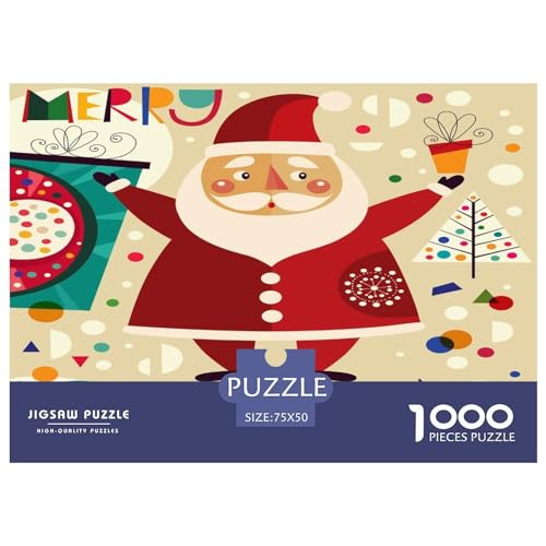 1000 Teile Weihnachtspuzzle für Kinder, Erwachsene und Kinder, kreatives rechteckiges Puzzle, Holzpuzzle, lustiges Lernspielzeug, 1000 Teile (75 x 50 cm) von GQmoney