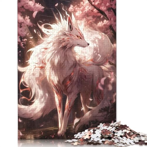 1000 Teile Weißes Sakura Kitsune Puzzle Schwierigkeitsgrad Puzzle Lernspiele Spielzeug 1000 Stück (75x50cm) von GQmoney