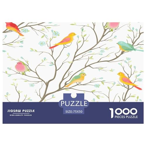 1000 Teile Zweig-Vogel-Puzzle, kreative rechteckige Puzzles für Erwachsene und Kinder, große Puzzles für Familien-Lernspiel 1000 Teile (75 x 50 cm) von GQmoney