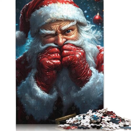 1000 Teile Zwinkernder Weihnachtsmann, Weihnachtspuzzle für Erwachsene, Papierpuzzle, Lernspiel für Erwachsene und Teenager, 1000 Teile (75 x 50 cm) von GQmoney