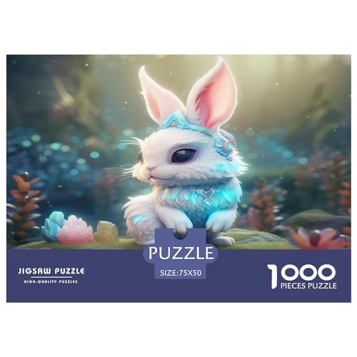 1000 Teile kreative Puzzles, süßes Kaninchen-Puzzle, rechteckiges Puzzle, Lernspielzeug, Geschenk für Kinder und Erwachsene, 1000 Stück (75 x 50 cm) von GQmoney