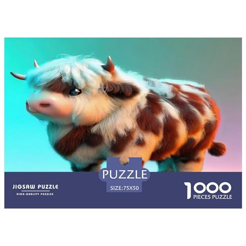 1000 Teile kreative Puzzles, süßes Vieh, rechteckiges Puzzle, Lernspielzeug, Geschenk für Kinder und Erwachsene, 1000 Teile (75 x 50 cm) von GQmoney