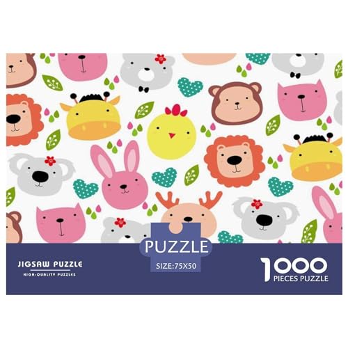 1000 Teile kreative Puzzles Kindertiere Puzzles rechteckiges Puzzle Lernspielzeug Geschenk für Kinder Erwachsene 1000 Stück (75 x 50 cm) von GQmoney