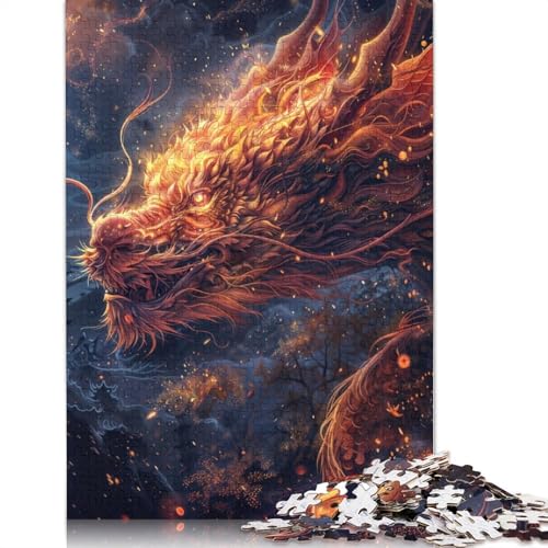1000 Teile leuchtender roter Drache Puzzle für Erwachsene, Puzzle, Puzzles für Erwachsene, Lernspielzeug, 1000 Teile (75 x 50 cm) von GQmoney