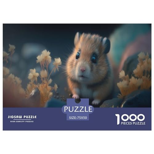 1000 Teile niedliches Cartoon-Maus-Puzzle für Erwachsene und Kinder, kreatives rechteckiges Puzzle, Holzpuzzle, lustiges Lernspielzeug, 1000 Teile (75 x 50 cm) von GQmoney
