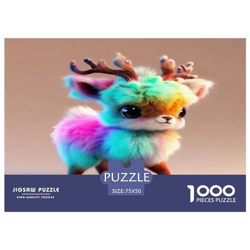 1000 Teile süßes Elch-Puzzle, kreative rechteckige Puzzles für Erwachsene und Kinder, große Puzzles für Familien-Lernspiel 1000 Teile (75 x 50 cm) von GQmoney
