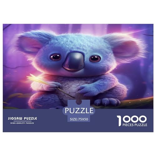 1000 Teile süßes Koala-Puzzle, kreative rechteckige Puzzles für Erwachsene und Kinder, große Puzzles für Familien-Lernspiel 1000 Teile (75 x 50 cm) von GQmoney