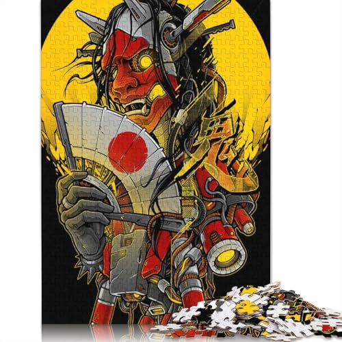 1000-teilige Cyberpunk-Oni-Maske mit japanischem Fächer-Puzzle für Erwachsene und Teenager, Lernspiele für Zuhause, DIY-Spielzeug, 1000 Stück (75 x 50 cm) von GQmoney