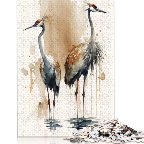 1000-teilige Papierpuzzles mit Kranichen, Aquarell-Tiermotiv, Papierpuzzles für Erwachsene und Jugendliche ab 12 Jahren, 1000 Stück (75 x 50 cm) von GQmoney