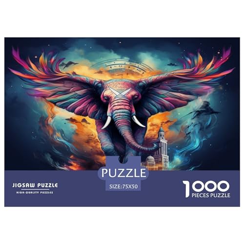 1000-teilige Puzzles für Erwachsene, Elefanten-Puzzles für Erwachsene und Kinder, Puzzles mit 1000 Teilen, Spielspielzeug für Erwachsene, Familienpuzzles, Geschenk, 1000 Stück (75 x 50 cm) von GQmoney