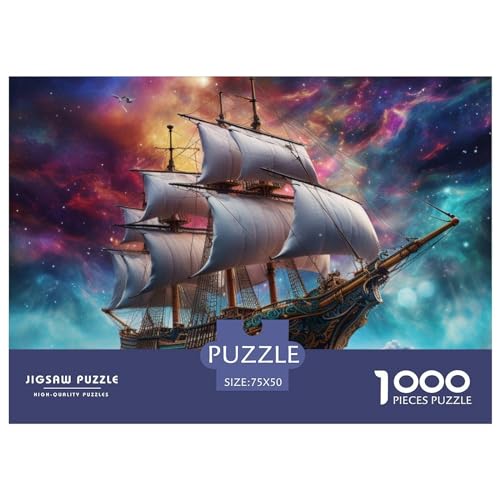 1000-teilige Puzzles für Erwachsene, Fantasy-Piratenschiff-Puzzles für Erwachsene und Kinder, Puzzles 1000-teiliges Spielspielzeug für Erwachsene, Familienpuzzles, Geschenk, 1000 Stück (75 x 50 cm) von GQmoney