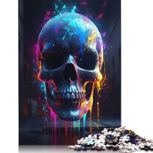 1000-teiliger, auslaufender Totenkopf für Erwachsene, schwierige Holzpuzzles, Puzzles für Erwachsene, Lernspiel, Herausforderungsspielzeug, 1000 Stück (75 x 50 cm) von GQmoney