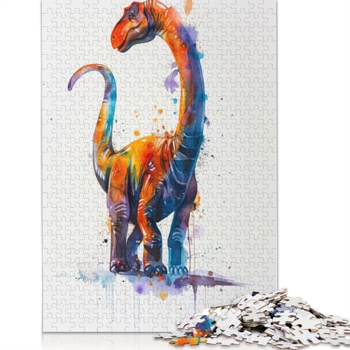1000-teiliges Apatosaurus-Aquarell-Puzzle, Schwierigkeitsgrad: Puzzle, Lernspiele, Spielzeug, 1000 Stück (38 x 26 cm) von GQmoney