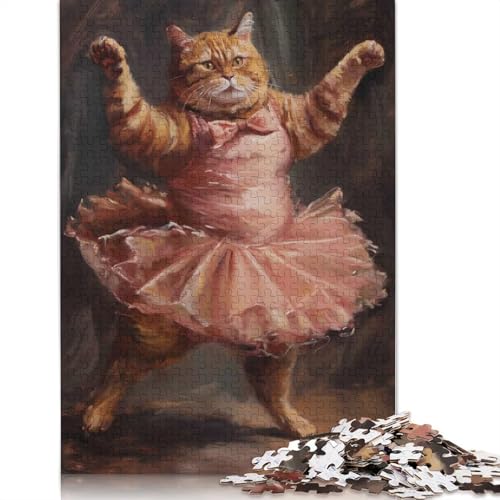 1000-teiliges Ballerina-Puzzle mit orange getigerter Katze für Erwachsene und Teenager, Papierpuzzle, Lernspiel, Herausforderung, Spielzeug, Geburtstagsgeschenk (75 x 50 cm) von GQmoney