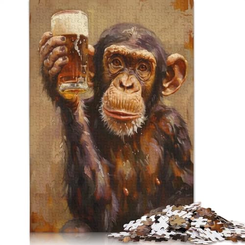 1000-teiliges Biertrinker-AFFE-Puzzle für Erwachsene, Puzzles, Lernspielzeug, 1000 Stück (75 x 50 cm) von GQmoney