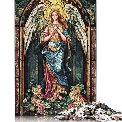 1000-teiliges Buntglas-Engel-Puzzle für Erwachsene, Puzzle für Erwachsene und Jugendliche ab 12 Jahren, 1000 Teile (38 x 26 cm) < von GQmoney
