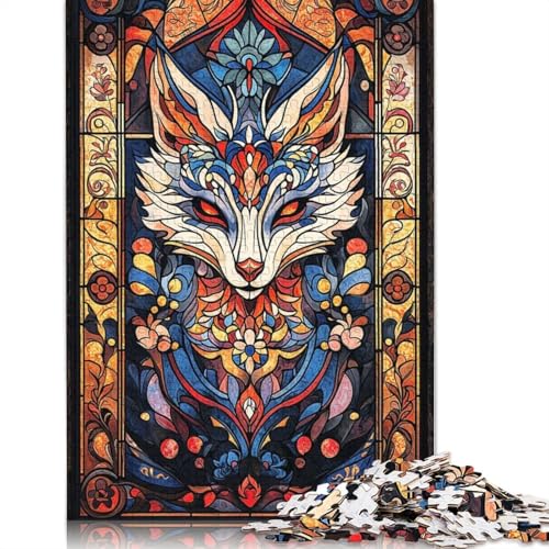 1000-teiliges Buntglas-Fuchs-Puzzle für Erwachsene, Puzzle für Erwachsene, Alter 14+, 1000 Teile (38 x 26 cm) von GQmoney