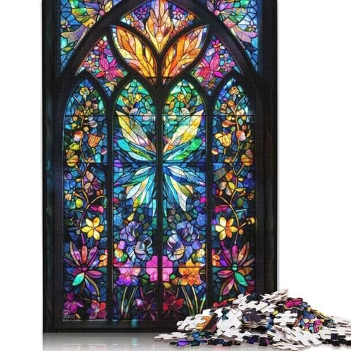 1000-teiliges Buntglasgarten-Puzzle für Erwachsene und Teenager, Papierpuzzle, 1000 Teile (75 x 50 cm) von GQmoney