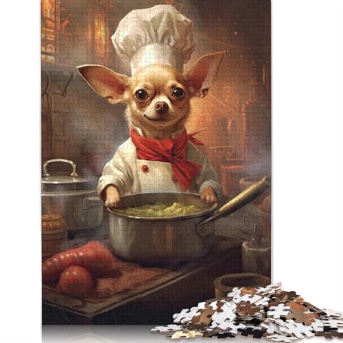 1000-teiliges Chihuahua-Koch-Puzzle, Schwierigkeitsgrad: Puzzle, Lernspiel, Spielzeug, 1000 Stück (38 x 26 cm) von GQmoney