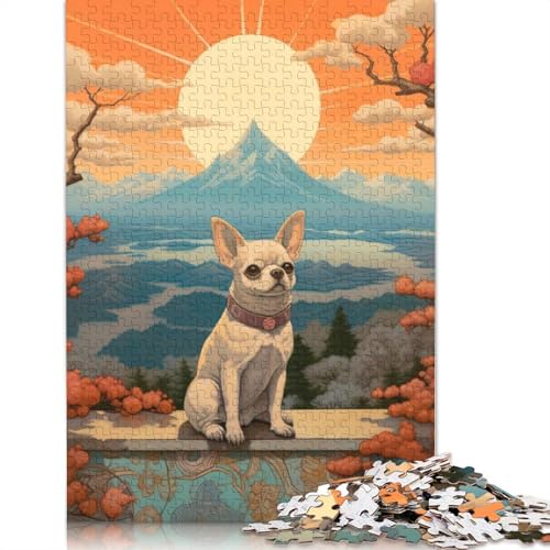 1000-teiliges Chihuahua-Puzzle mit Berg Fuji, Schwierigkeitsgrad für Erwachsene, Lernspielzeug, Spiele, 1000 Stück (75 x 50 cm) von GQmoney