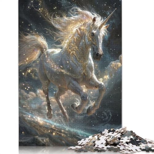 1000-teiliges Einhorn-Puzzle für Erwachsene, schwierige Holzpuzzles, Puzzles für Erwachsene, Lernspiel, Herausforderungsspielzeug, 1000 Stück (75 x 50 cm) von GQmoney