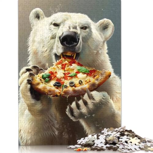 1000-teiliges Eisbär-Pizza-Puzzle für Erwachsene, Schwierigkeitsgrad: Puzzle, Lernspielzeug, Spiele, 1000 Stück (75 x 50 cm) von GQmoney