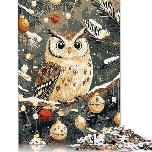 1000-teiliges Eulen-Weihnachtsornament-Puzzle für Erwachsene, Papierpuzzle für Erwachsene und Jugendliche, Lernpuzzle, 1000 Teile (75 x 50 cm) von GQmoney