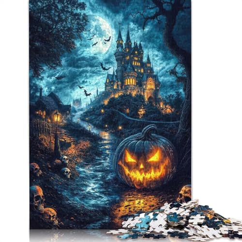 1000-teiliges Fantasy-Puzzle mit gruseligem Kürbis für Erwachsene und Teenager, Papierpuzzle, Lernspiel, Herausforderung, Spielzeug, Geburtstagsgeschenke, 1000 Stück (75 x 50 cm) von GQmoney