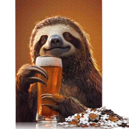 1000-teiliges Faultier-Bier-Puzzle, Schwierigkeitsgrad für Erwachsene, entspannendes Spiel, Spielzeug, 1000 Stück (75 x 50 cm) von GQmoney