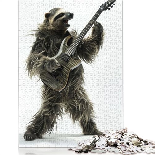1000-teiliges Faultier-Gitarren-Puzzle, Puzzle für Erwachsene, Schwierigkeitsgrad: Puzzle, Lernspiel, Spielzeug, Familiendekoration, 1000 Teile (75 x 50 cm) von GQmoney