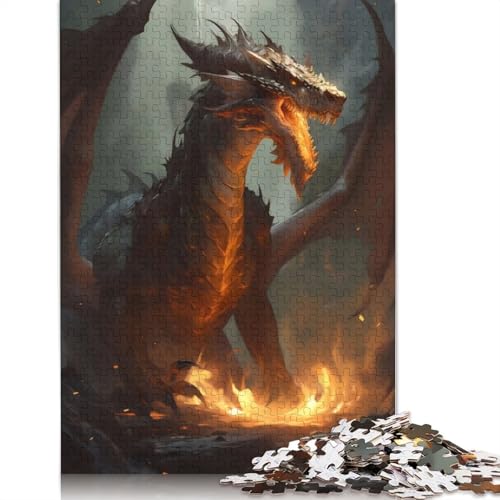 1000-teiliges Feuerdrachen-Puzzle für Erwachsene, Puzzle für Erwachsene und Jugendliche, Lernspiel, 1000 Teile (75 x 50 cm) von GQmoney