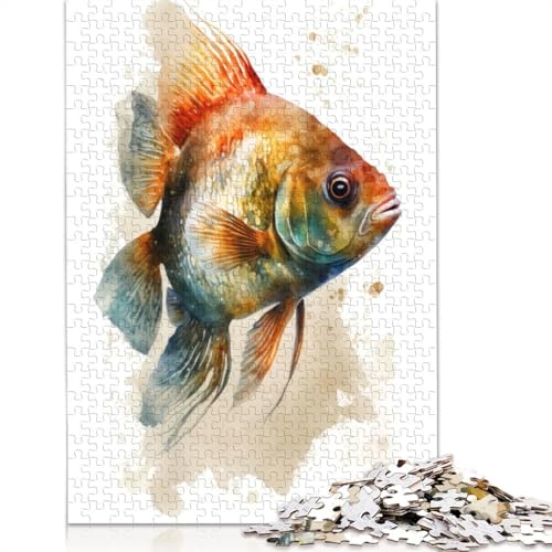 1000-teiliges Fisch-Puzzle, Schwierigkeits-Puzzle, Lernspiel, Spielzeug, Familiendekoration, 1000 Teile (38 x 26 cm) von GQmoney