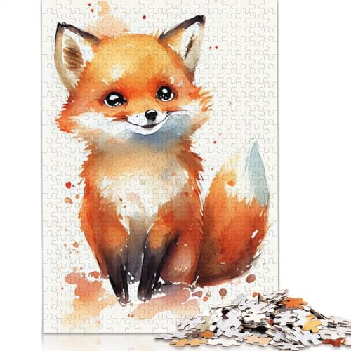 1000-teiliges Fuchs-Puzzle mit süßem Tiermotiv für Erwachsene und Teenager. Holzpuzzle für Erwachsene, Lernspiel, Herausforderungsspielzeug, 1000 Teile (75 x 50 cm) von GQmoney