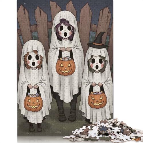 1000-teiliges Halloween-Geister-Süßes-oder-Saures-Puzzle für Erwachsene, Papierpuzzle für Teenager, Lernpuzzle (38 x 26 cm) von GQmoney