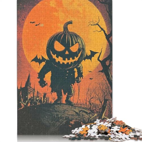 1000-teiliges Halloween-Kürbismonster-Puzzle für Erwachsene und Teenager. Papierpuzzles für Familienspaß und Spieleabende. 1000 Teile (75 x 50 cm) von GQmoney