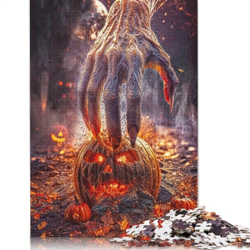 1000-teiliges Halloween-Monster-Hand-Puzzle für Erwachsene, Papierpuzzles, Puzzles für Erwachsene, Lernspiel, Herausforderungsspielzeug (38 x 26 cm) von GQmoney