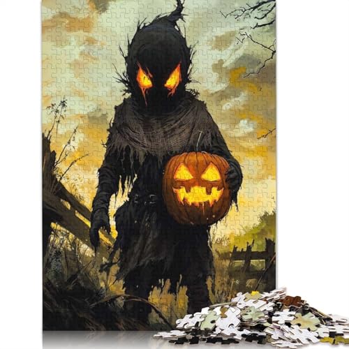 1000-teiliges Halloween-Poster-Puzzle für Erwachsene, Papierpuzzle für Erwachsene und Jugendliche, Lernpuzzle 1000 Teile (38 x 26 cm) von GQmoney