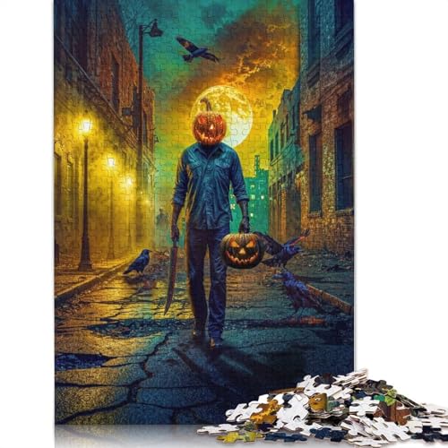 1000-teiliges Halloween-Puzzle mit Kürbiskopf-Mann für Erwachsene und Teenager. Puzzle für Familienspaß und Spieleabende. 1000 Teile (75 x 50 cm) von GQmoney