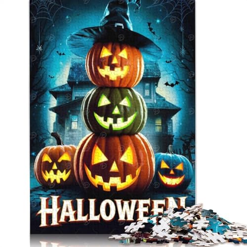 1000-teiliges Halloween-Puzzle mit Kürbislaternen für Erwachsene und Teenager, Papierpuzzle, 1000 Teile (38 x 26 cm) von GQmoney