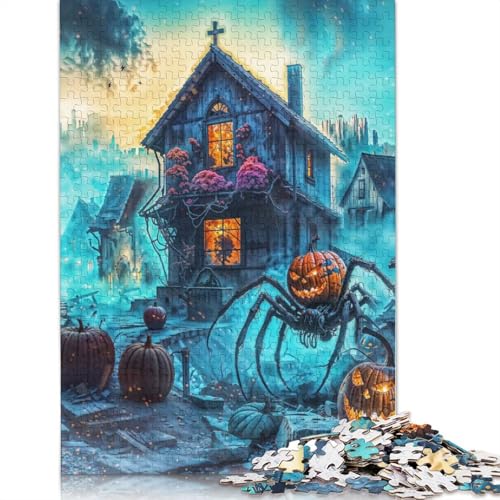 1000-teiliges Halloween-Puzzle mit Spinne und Kürbis für Erwachsene, Puzzle, Puzzle für Erwachsene, Heimdekoration, Puzzle-Spielzeug, 1000 Stück (75 x 50 cm) von GQmoney