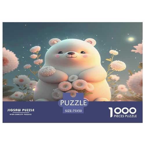 1000-teiliges Holzpuzzle, süßes Bären-Puzzle, Heimwanddekoration, Lernspielzeug, Geschenk für Familienspiel, 1000 Stück (75 x 50 cm) von GQmoney