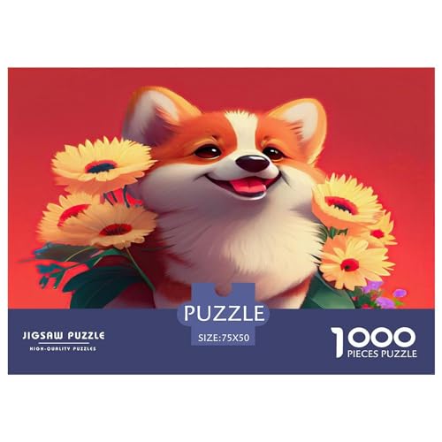 1000-teiliges Holzpuzzle, süßes Chai Gou, Sonnenblumen-Puzzle, Heimwanddekoration, Lernspielzeug, Geschenk für Familienspiel, 1000 Stück (75 x 50 cm) von GQmoney