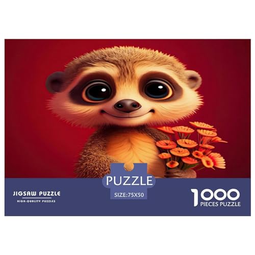 1000-teiliges Holzpuzzle, süßes Haustier-Puzzle, Heimwanddekoration, Lernspielzeug, Geschenk für Familienspiel, 1000 Stück (75 x 50 cm) von GQmoney