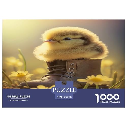 1000-teiliges Holzpuzzle, süßes Küken-Puzzle, kreatives rechteckiges Puzzle, Geschenk für Familienspiel, Freunde, 1000 Stück (75 x 50 cm) von GQmoney