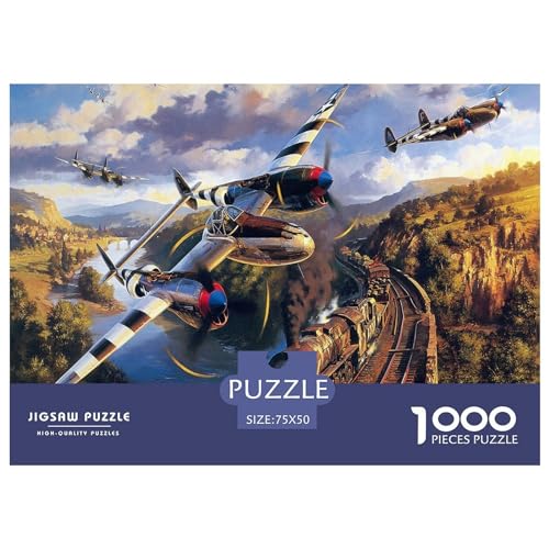 1000-teiliges Holzpuzzle Militärfans Puzzle Heimwanddekoration Lernspielzeug Geschenk für Familienspiel 1000 Stück (75 x 50 cm) von GQmoney