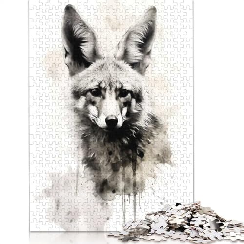 1000-teiliges Jackal Beauty-Aquarell-Puzzle für Erwachsene, Papierpuzzles für Erwachsene, Teenager, Mann, Frau, Geschenk, 1000 Stück (38 x 26 cm) von GQmoney